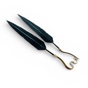 RARE House of Malakai Vertical Black Feather Nose Cuff Septum Gold Plated